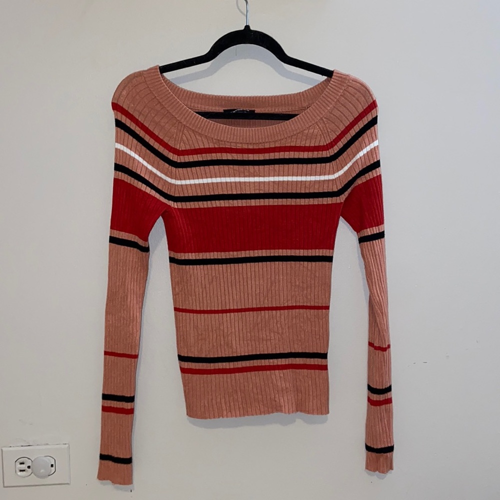 Coral striped sweater